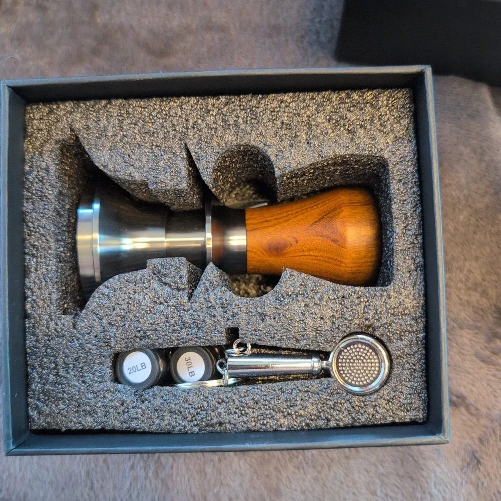 KNODOS Auto-Leveling Calibrated Tamper V2 53.3mm Wood Handle Espresso Tool Set